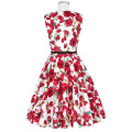 Grace Karin sem mangas vintage estilo flor print curto barato Vintage 50s vestido CL6086-51